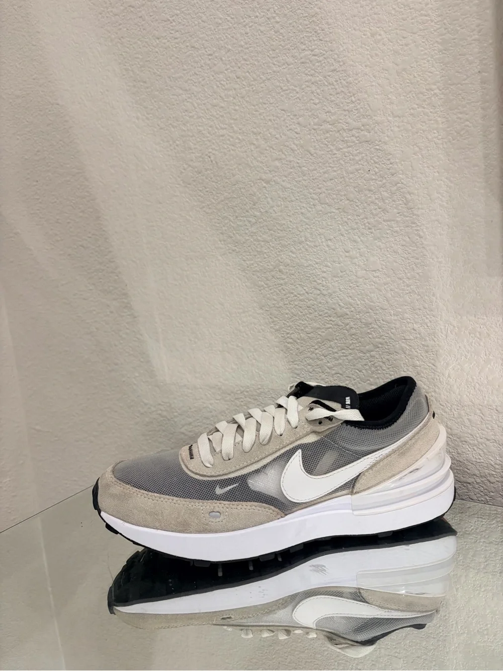 Nike waffle size 5.5Y Grey, White and Black Lightweight Sneakers